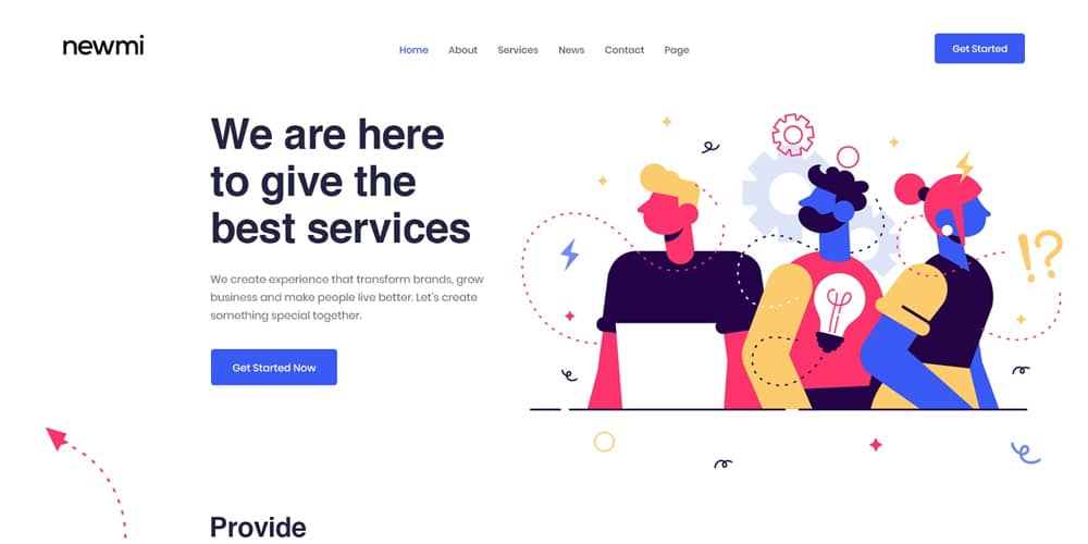 Best Free Web Templates 2023 89 Newmi Creative Agency and Business Landing Page