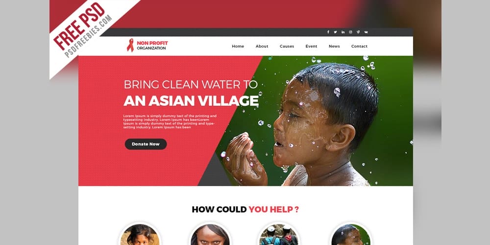 Non Profit Organization Web Template PSD