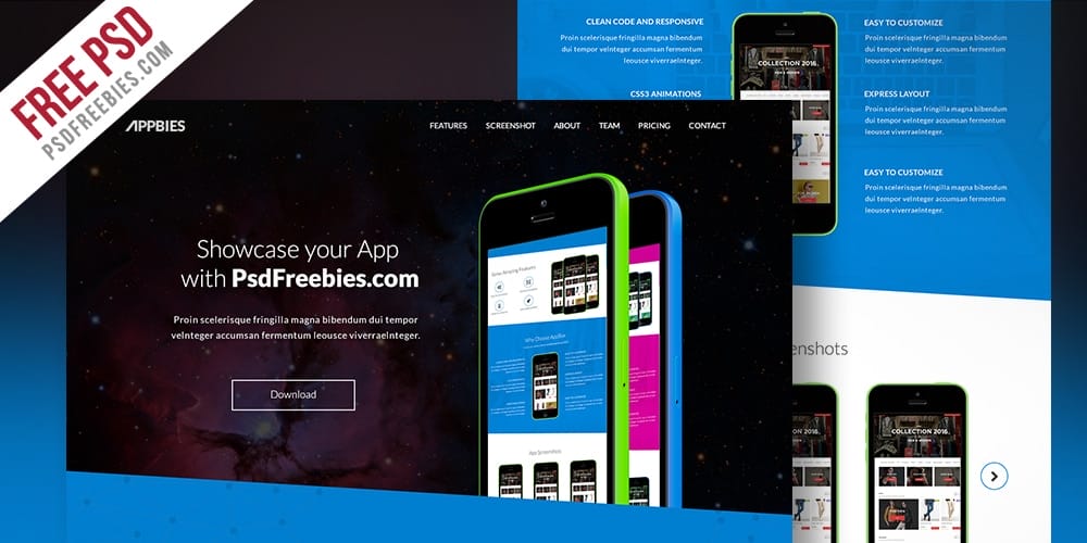 Best Free Web Templates 2023 128 One Page App Landing PSD