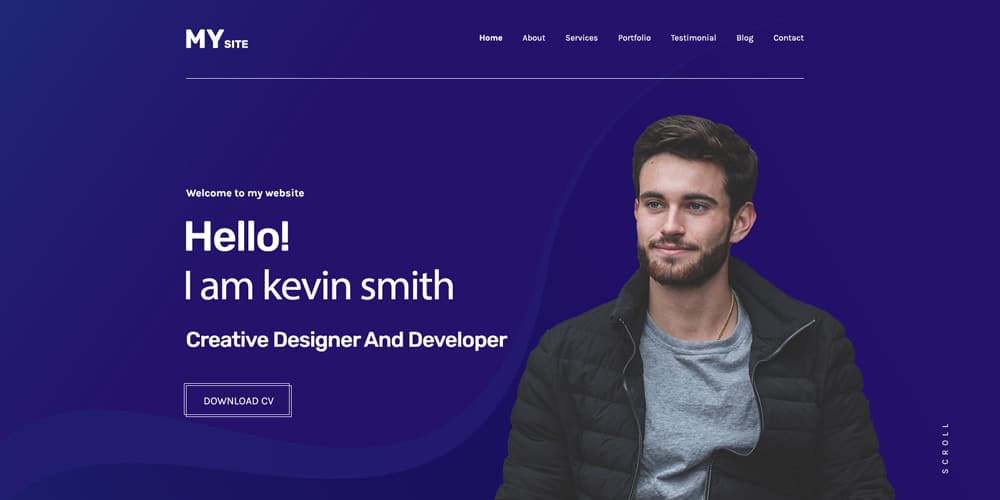 One Page personal Portfolio Template PSD