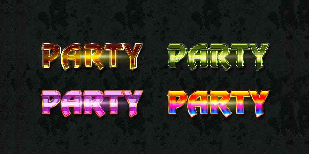 Latest Free Photoshop Text Styles & Effects 128 Photoshop Party Text Styles