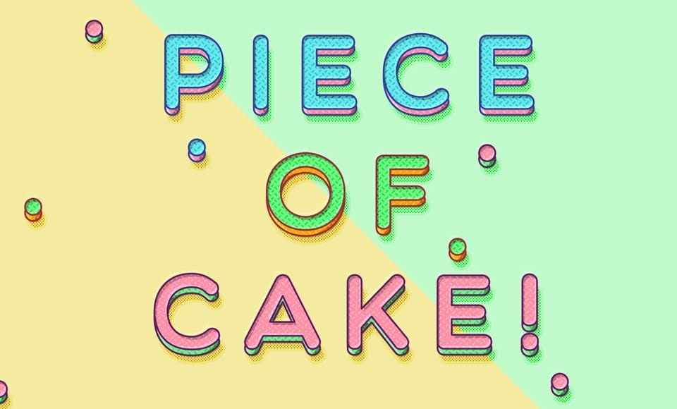 Latest Free Photoshop Text Styles & Effects 163 Piece of Cake Text Effect PSD