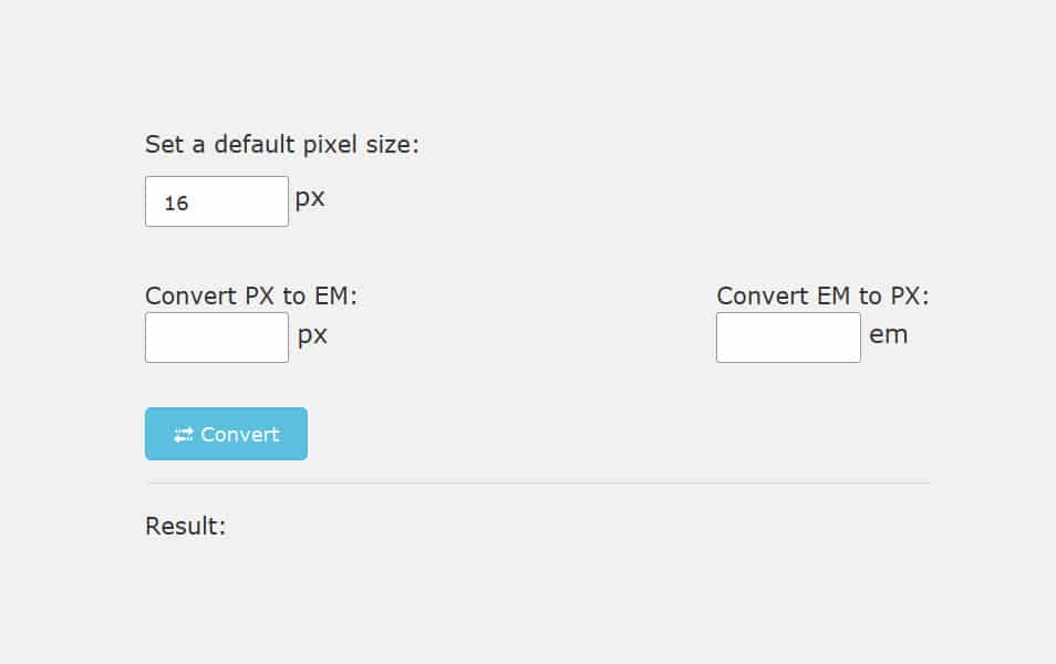 Pixels to Ems Conversion