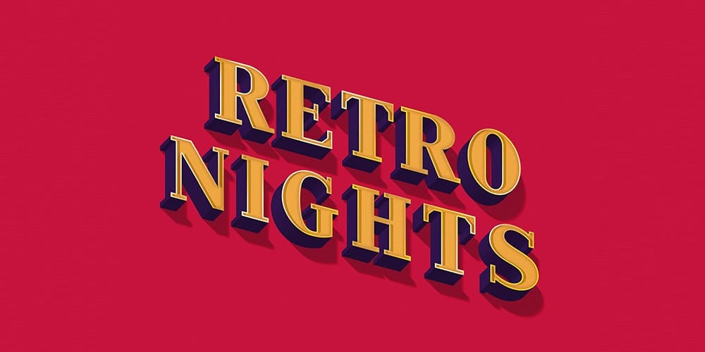 Latest Free Photoshop Text Styles & Effects 162 Retro Nights Text Effect PSD