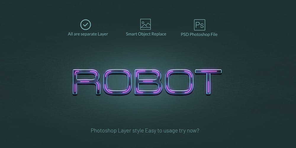 Latest Free Photoshop Text Styles & Effects 135 Robot Photoshop Layer Style