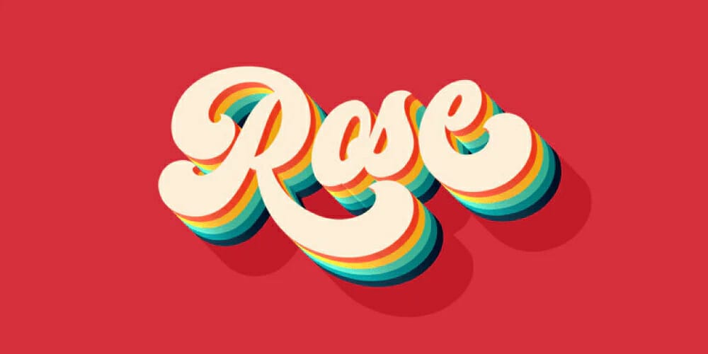 Latest Free Photoshop Text Styles & Effects 224 Rose Retro Text Effect