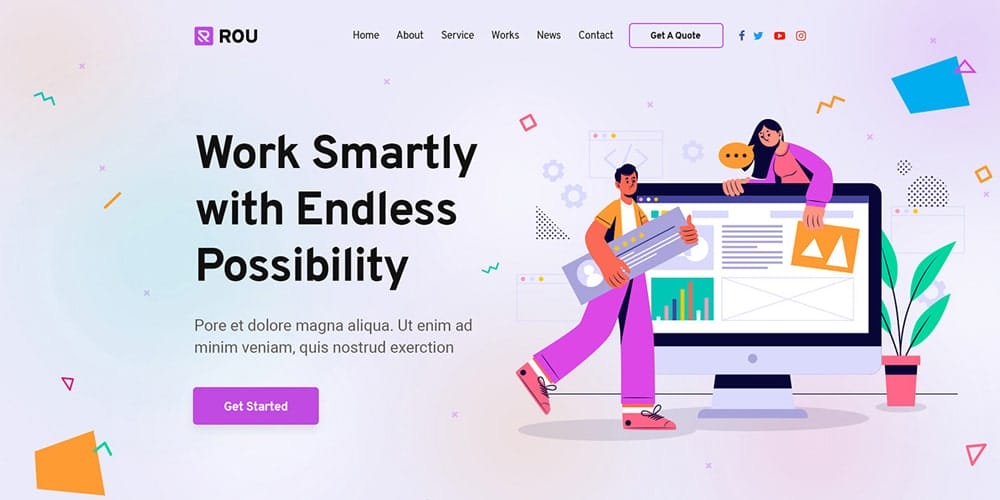 Best Free Web Templates 2023 133 Rou Agency and Startup Landing Page Template