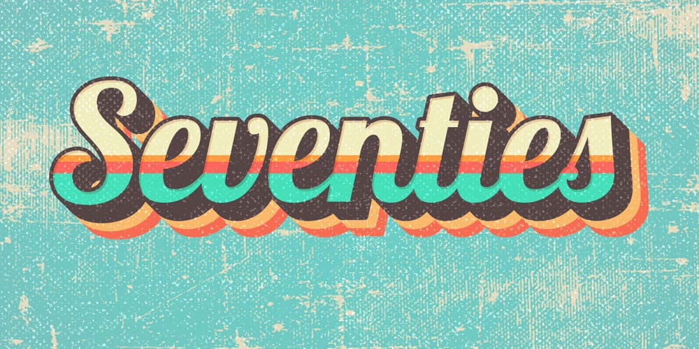 Latest Free Photoshop Text Styles & Effects 182 Seventies Style Text Effect PSD
