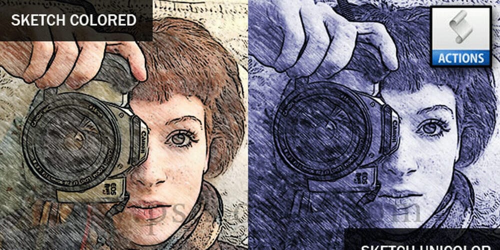 Latest Free Photoshop Actions 102 Sketch Photoshop Action