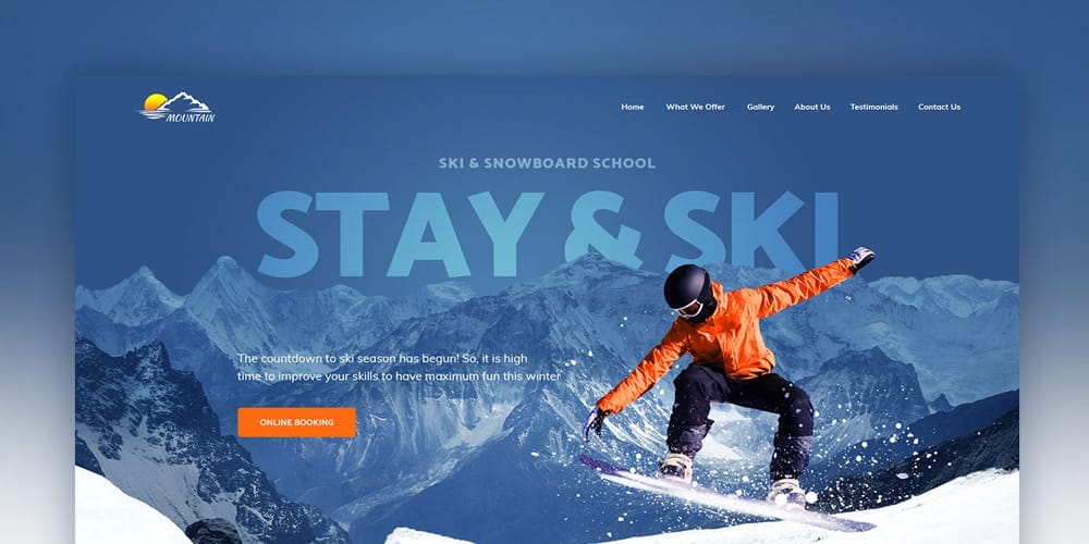 Best Free Web Templates 2023 379 Snowboard-School-Web-Template-PSD