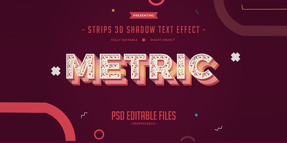 Latest Free Photoshop Text Styles & Effects 165 Strips 3D Shadow Text Effect PSD
