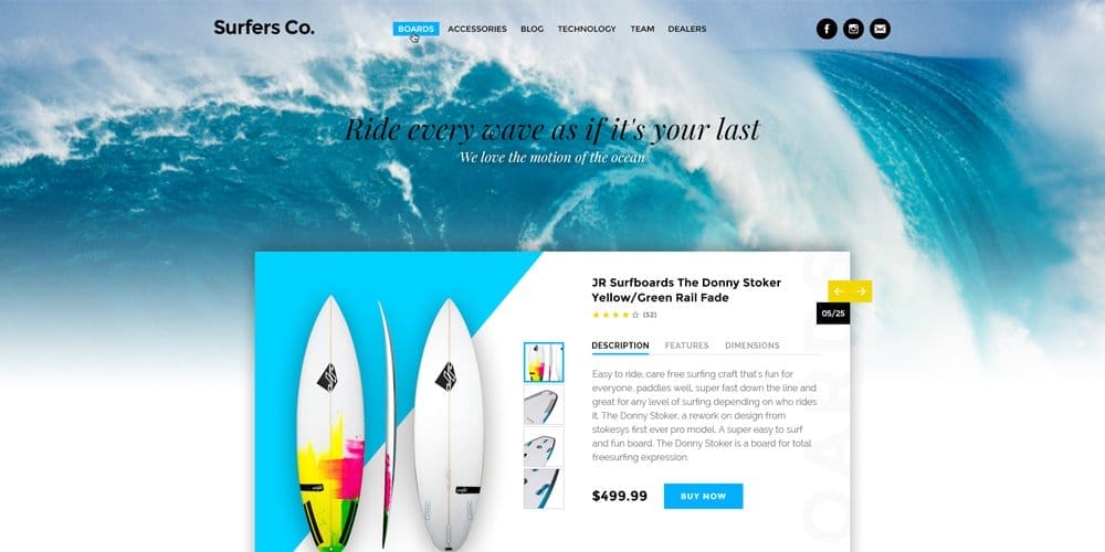 Best Free Web Templates 2023 68 Surfers Co Web Template PSD for Surf Shop