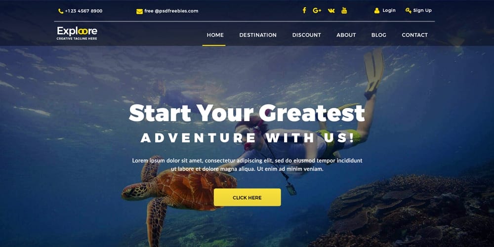 Travel Tour Booking Web Template PSD