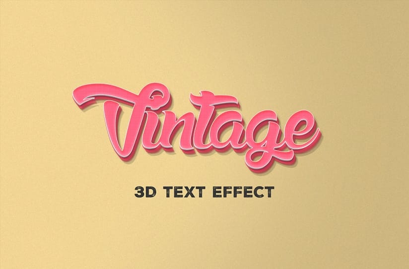 Latest Free Photoshop Text Styles & Effects 166 Vintage Style 3D Text Effect PSD