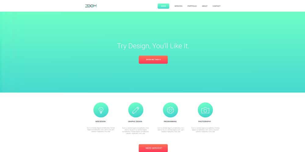 Best Free Web Templates 2023 4 Zoom Single Page Template PSD