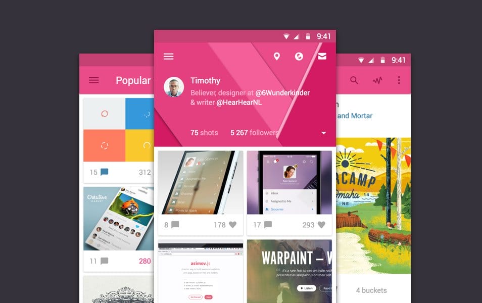 Dribbble App Material Design