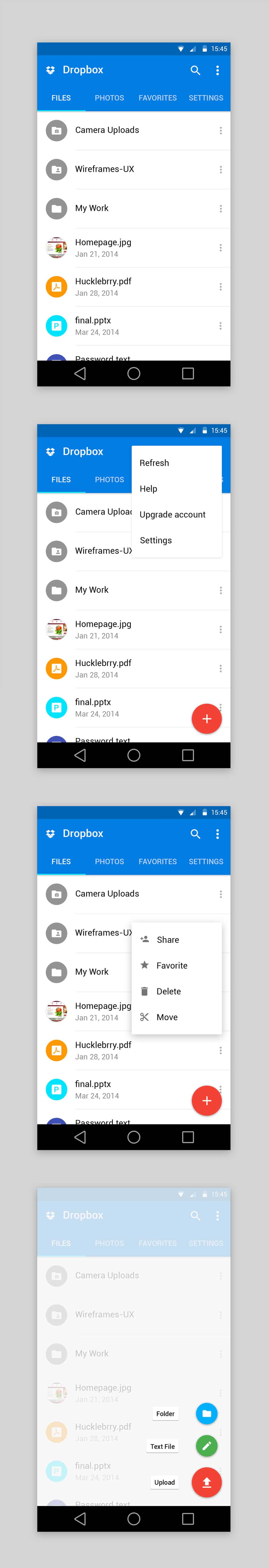 Dropbox App Material Concept PSD