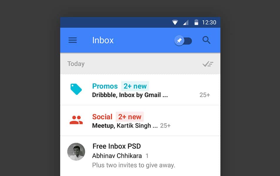 Free Google Inbox PSD