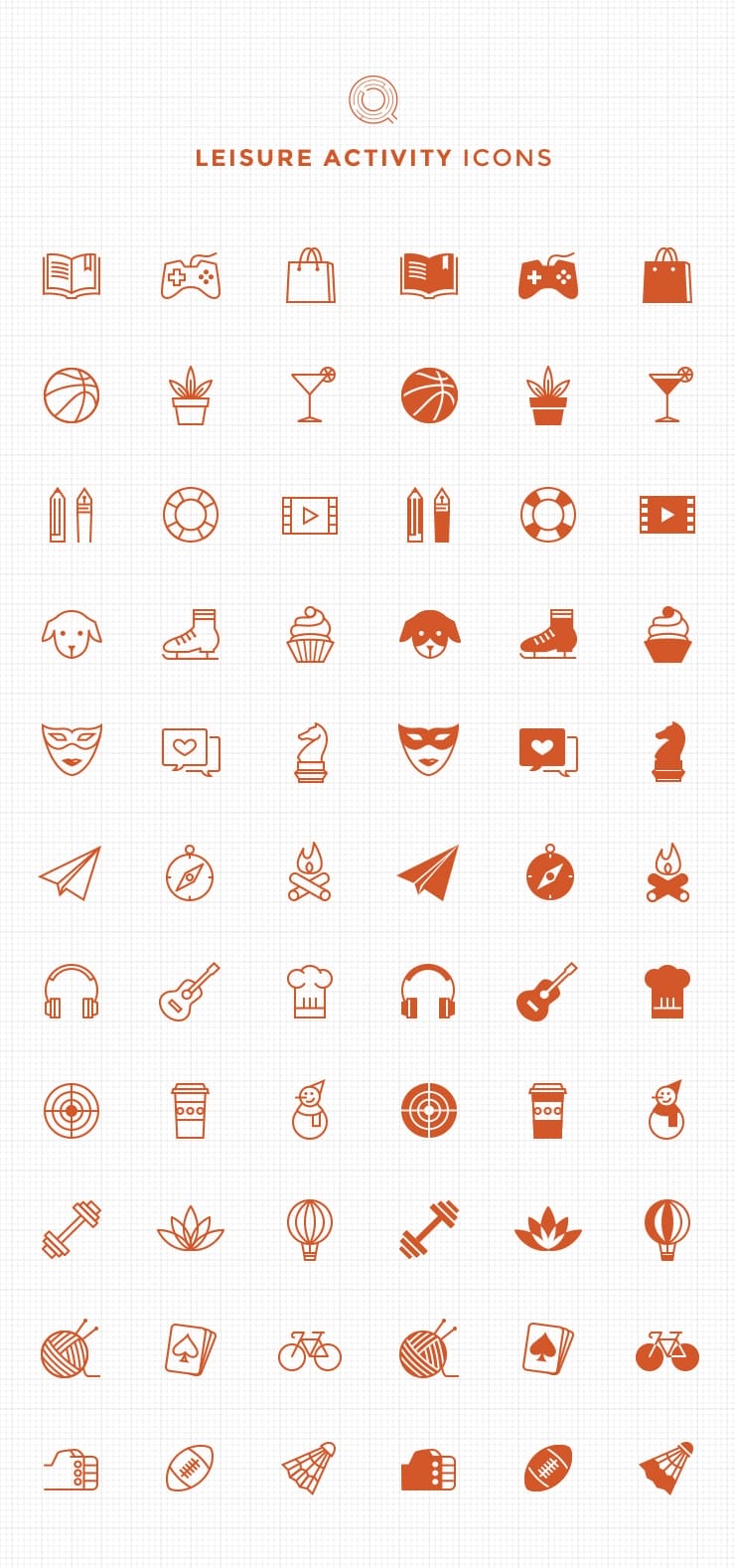 Free Line and Filled Leisure Activity Icons