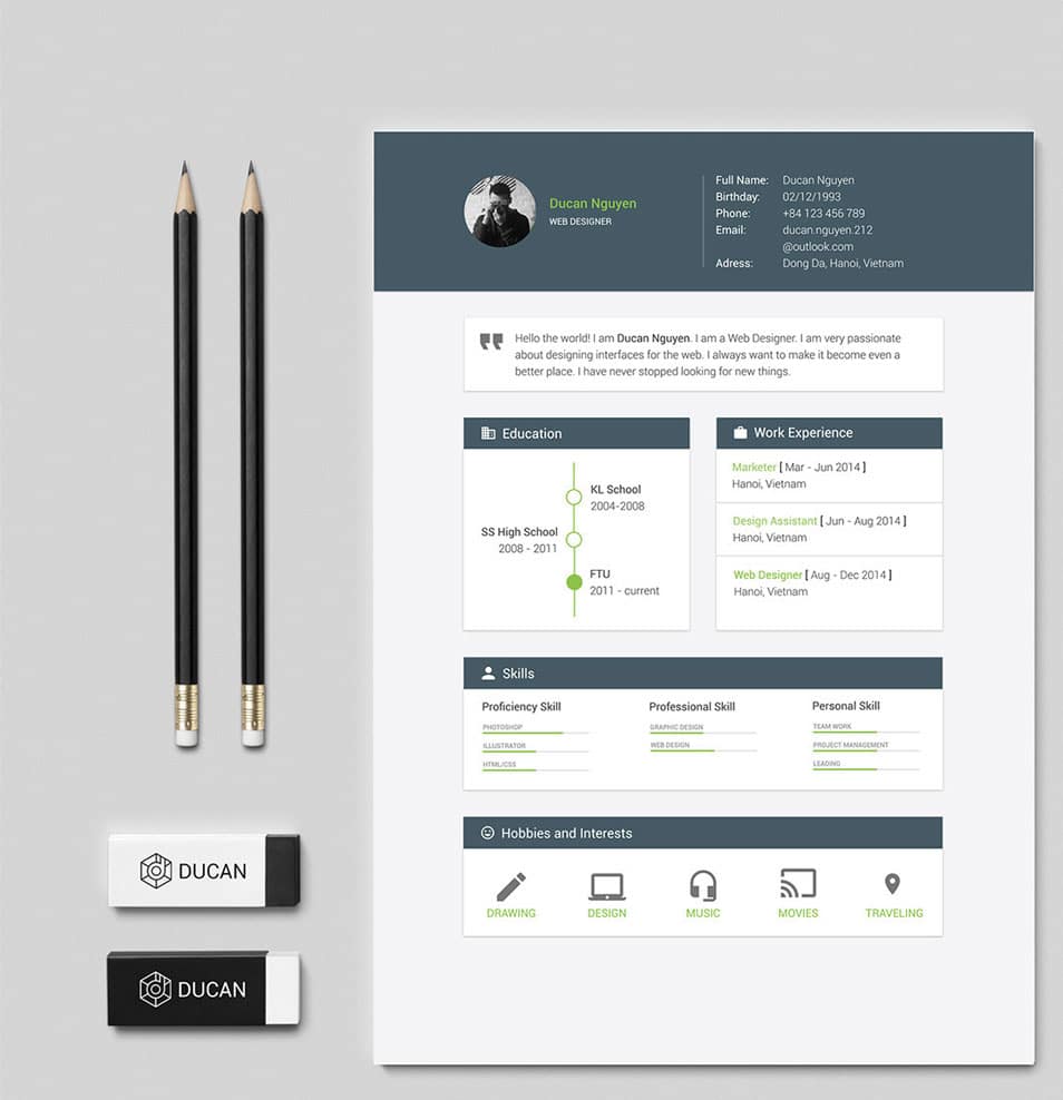 Free Resume Template - Material Design