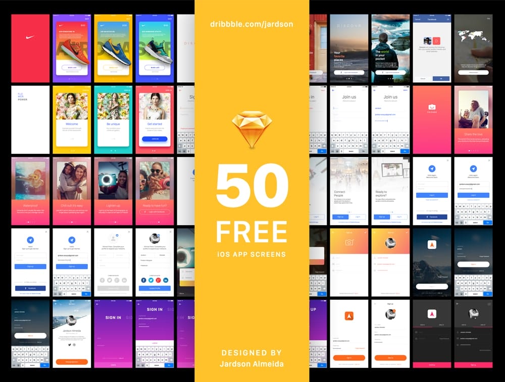 Free iOS App Screens for Sketch