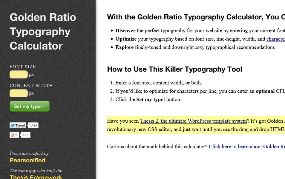 Golden Ratio Typography Calculator