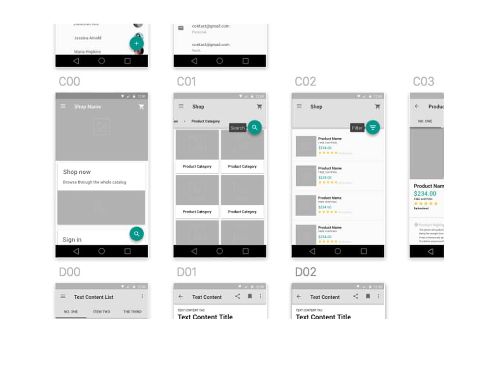 Material Design Wireframe Kit