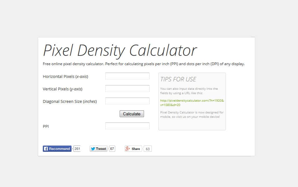 Converters and Calculators for Responsive Design, Color, Typography, Grid, Pixel Density 42 Pixel Density Calculator