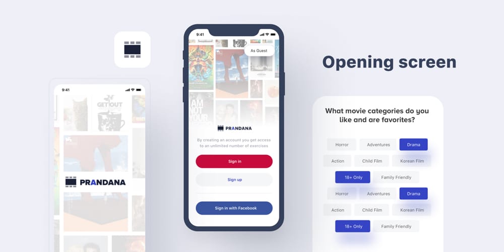 Prandana Movie UI Kit