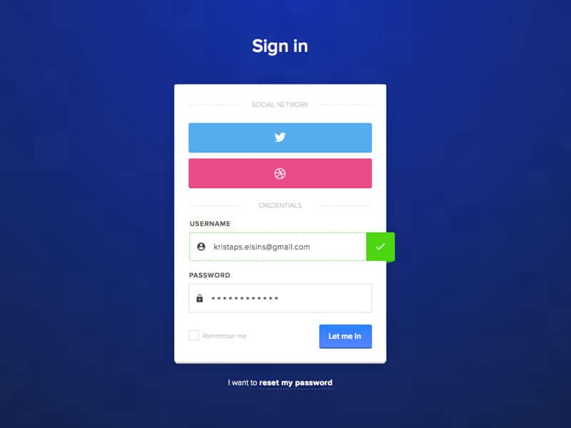 UI Challenge Login Form