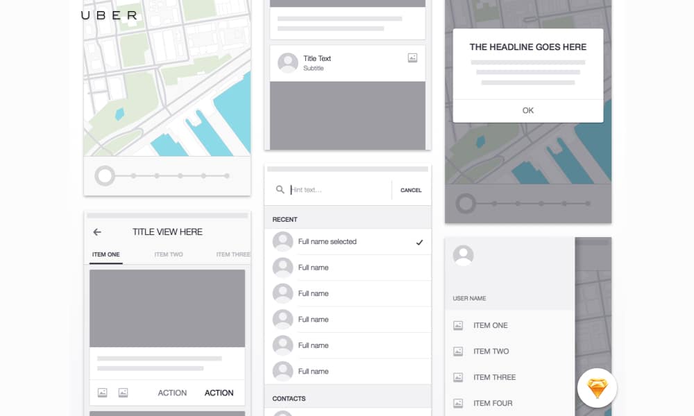 Uber iOS Wireframe Kit