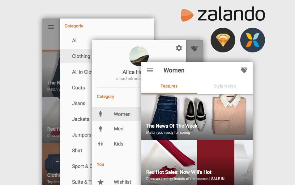 Zalando Material Design UI - Sketch Freebie