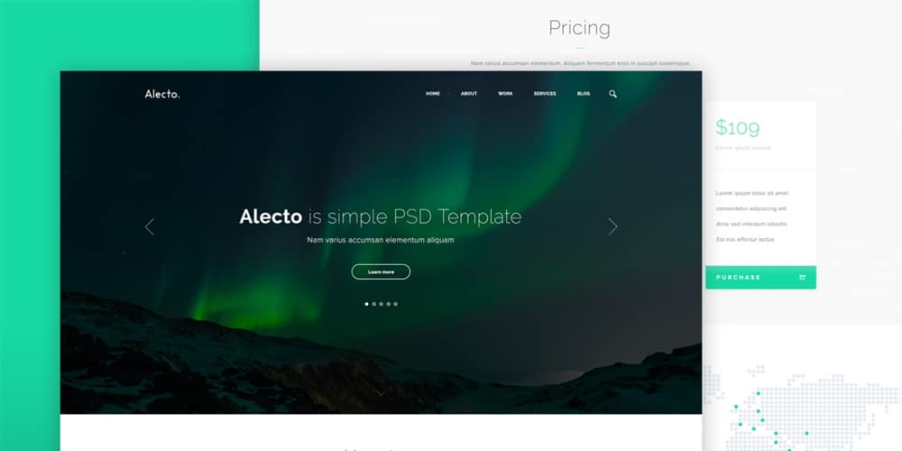 Free Corporate and Business Web Templates PSD 24 Alecto Web Template PSD
