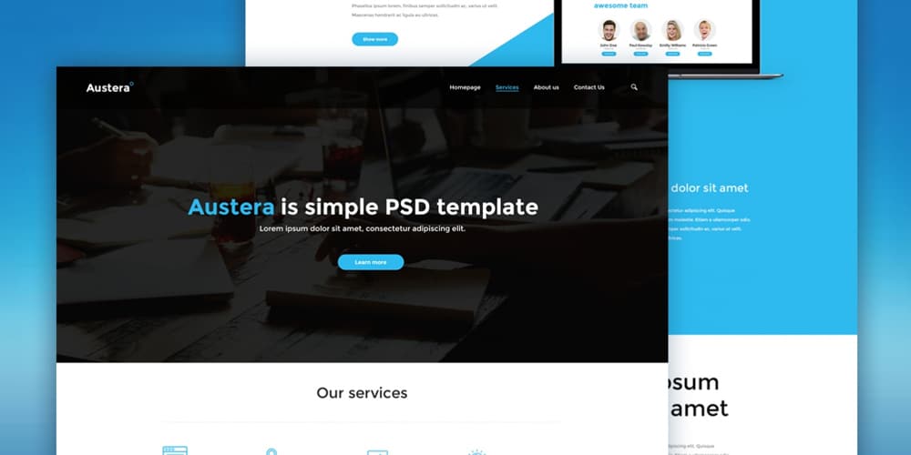 Free Corporate and Business Web Templates PSD 39 Austera