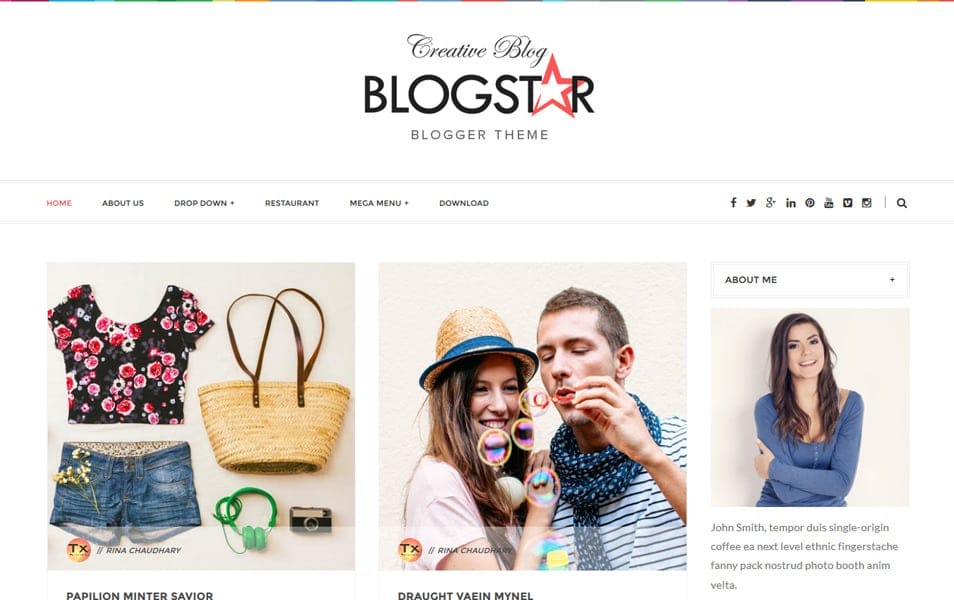 40+ Latest Free Grid Style Blogger Templates 2021 24 Blogstar Clean Responsive Blogger Template