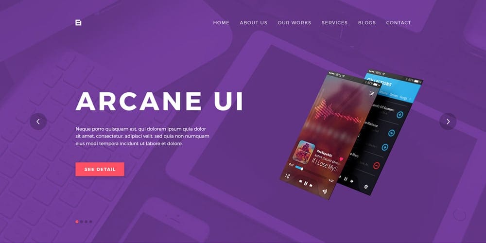 Free Portfolio Website Templates (PSD , HTML) 9 Brench One Page Portfolio Template