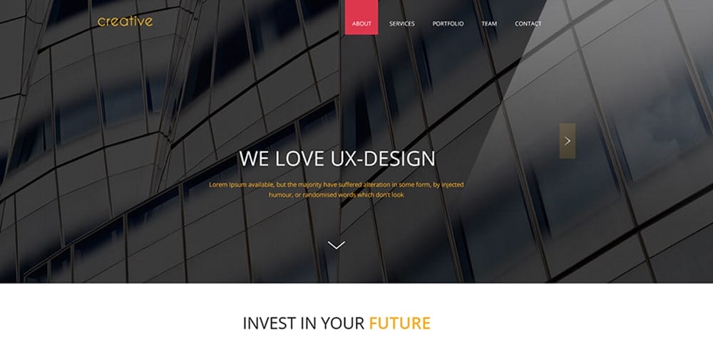 Free Corporate and Business Web Templates PSD 44 Creative One Page Theme PSD