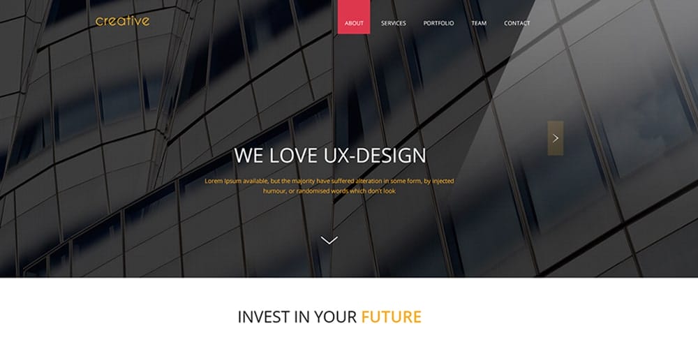 Creative One Page Theme PSD