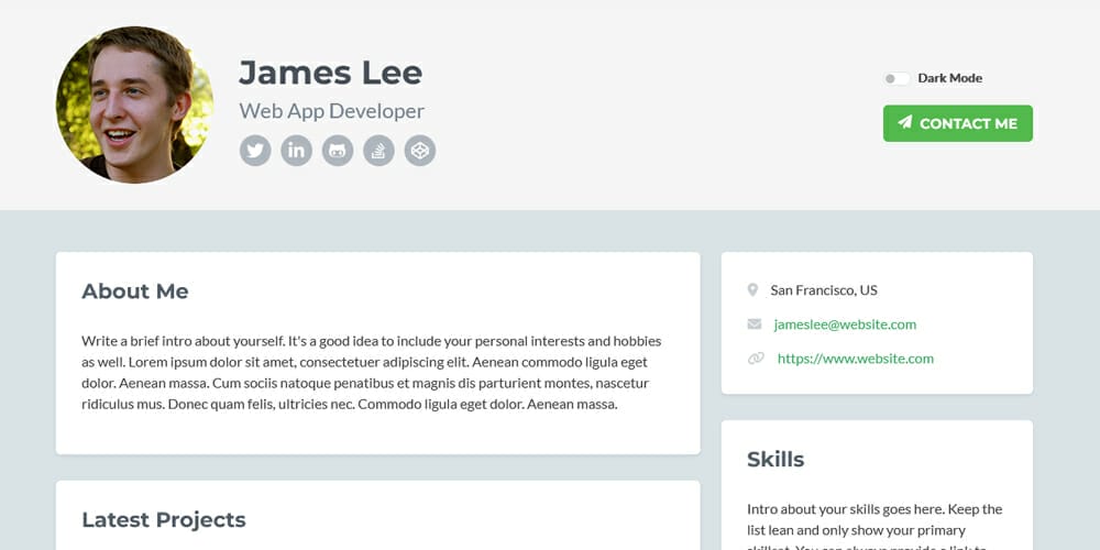 Free Portfolio Website Templates (PSD , HTML) 154 Developer