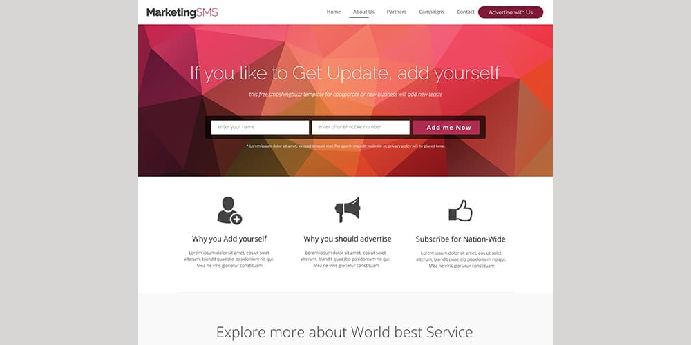Free Corporate and Business Web Templates PSD 53 Free Business Landing Page Web Template PSD