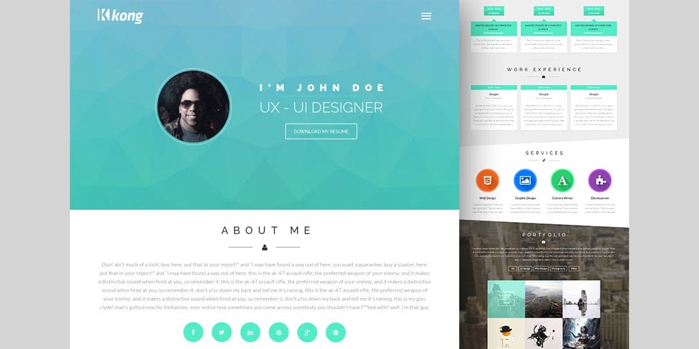 Free Portfolio Website Templates (PSD , HTML) 80 Kong