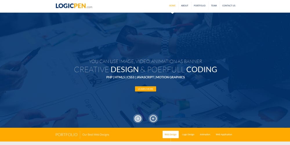 Free Portfolio Website Templates (PSD , HTML) 68 LogicPen Portfolio Template PSD