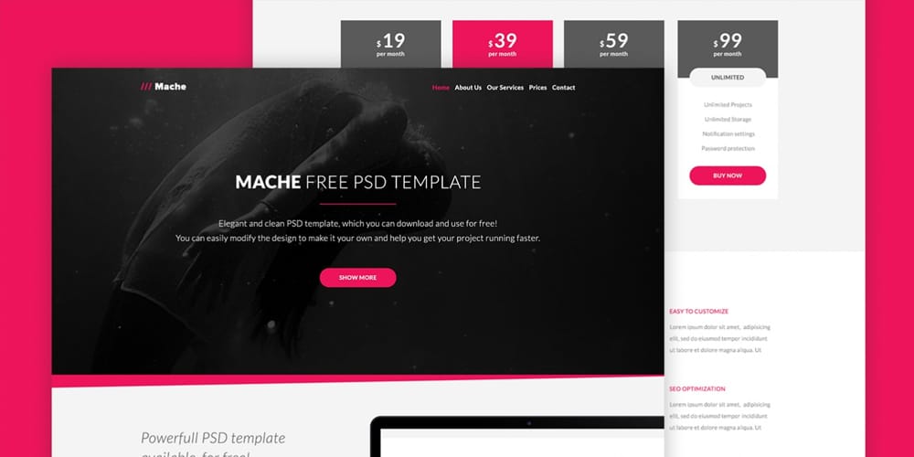 Mache Free Web Template PSD