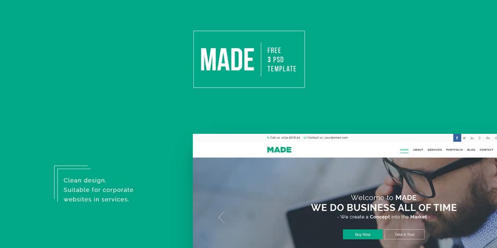 Free Corporate and Business Web Templates PSD 27 Made