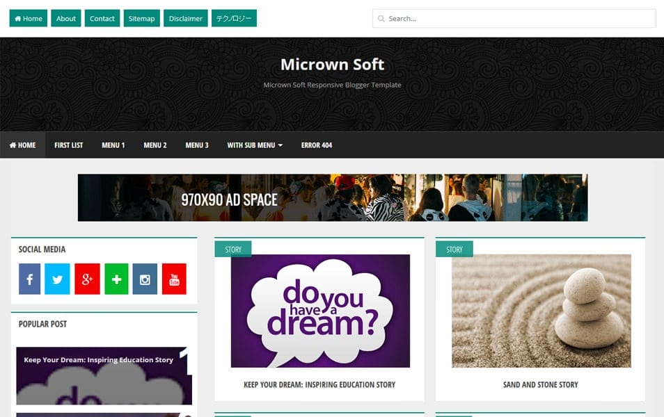 40+ Latest Free Grid Style Blogger Templates 2021 19 Micrown Soft Responsive Blogger Template