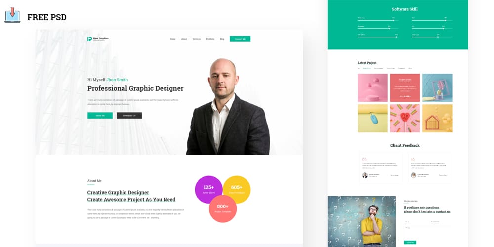 Free Portfolio Website Templates (PSD , HTML) 17 Personal Portfolio Template PSD