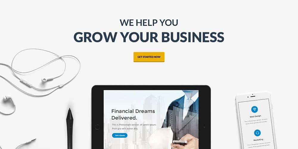 Free Corporate and Business Web Templates PSD 2 Professional Business Website Template