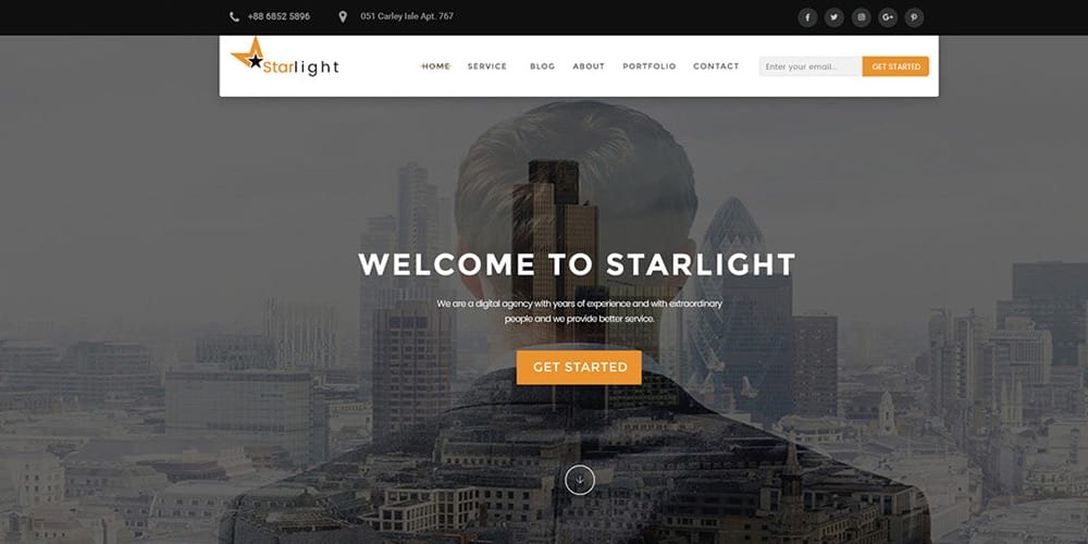 Free Portfolio Website Templates (PSD , HTML) 46 Starlight Corporate Portfolio Template PSD