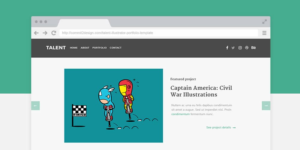 Free Portfolio Website Templates (PSD , HTML) 18 Talent Portfolio Template PSD
