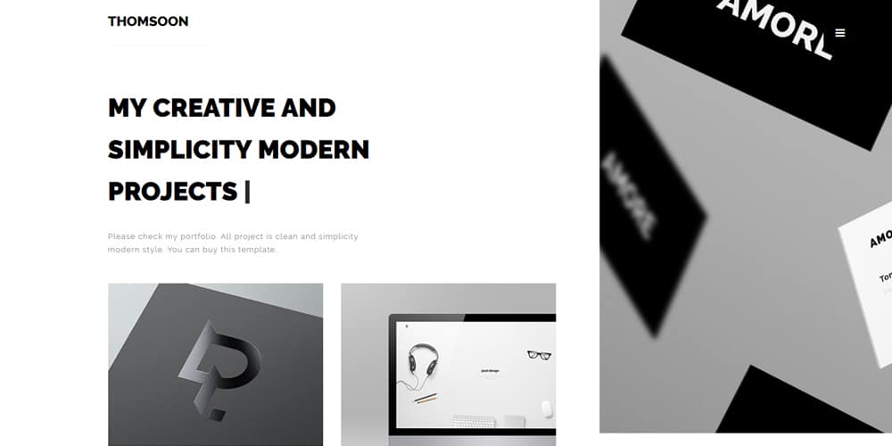 Free Portfolio Website Templates (PSD & HTML) 124 Thomsoon Portfolio Template